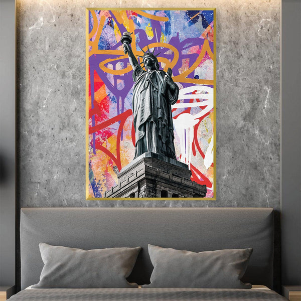 Graffiti Lady Liberty Canvas Art Clock Canvas