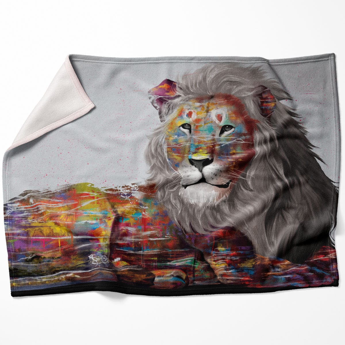 Graffiti Lion Blanket Blanket 75 x 100cm Clock Canvas