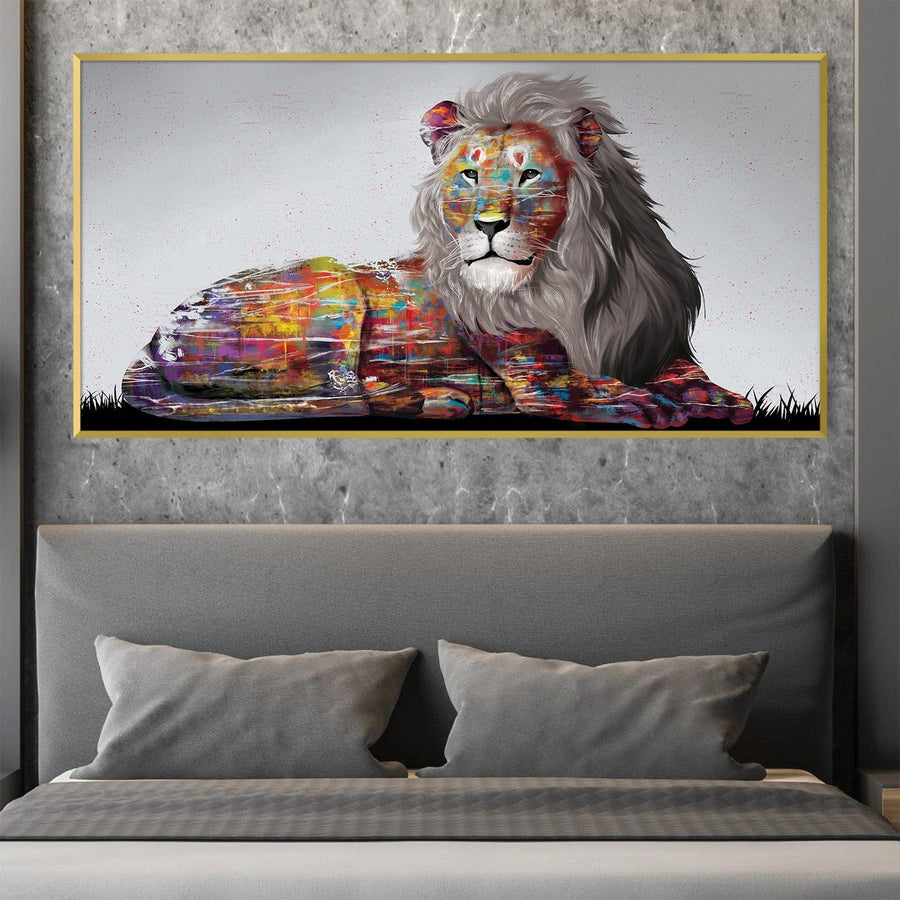 Graffiti Lion Canvas - Single Panel Art Clock Canvas