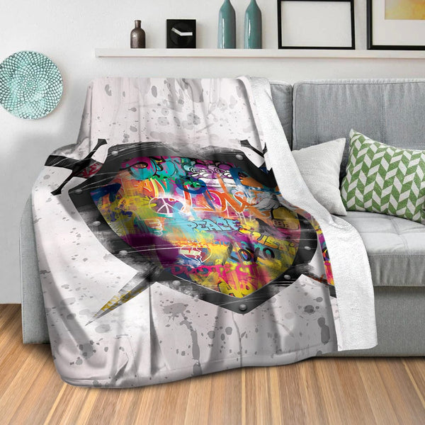 Graffiti Shield Blanket Blanket Clock Canvas