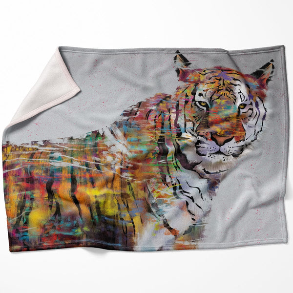 Graffiti Tiger Blanket Blanket 75 x 100cm Clock Canvas