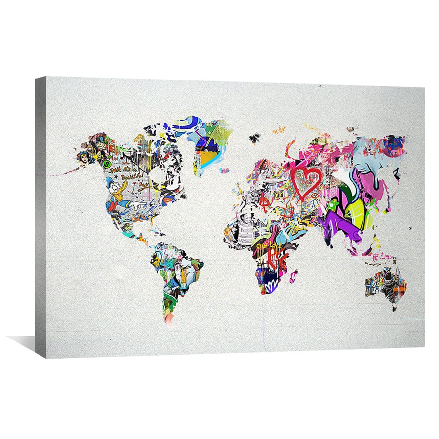 Graffiti World Map Canvas Art Clock Canvas