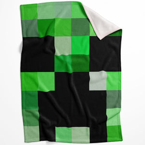 Green Block Blanket Blanket 75 x 100cm Clock Canvas