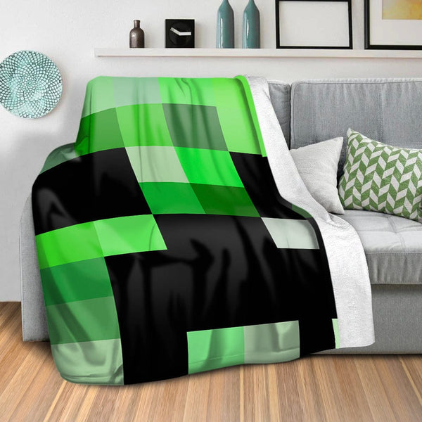 Green Block Blanket Blanket Clock Canvas