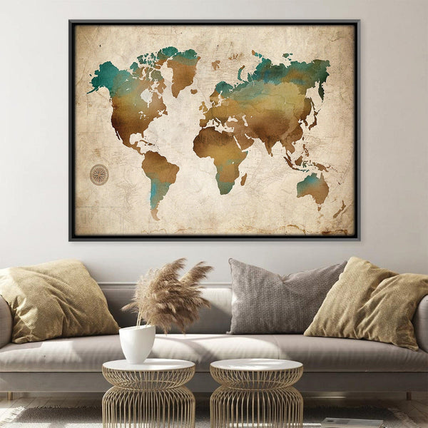 Grounded Map Canvas Art Clock Canvas