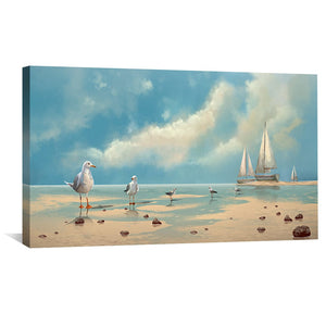 Gulls at the shore Canvas Art Clock Canvas