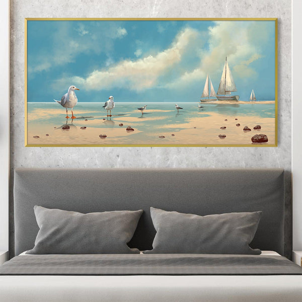 Gulls at the shore Canvas Art Clock Canvas