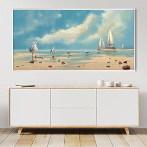 Gulls at the shore Canvas Art Clock Canvas