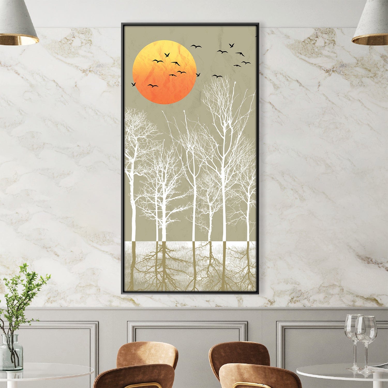 Harmony in the Orange and Grey Canvas Art Clock Canvas