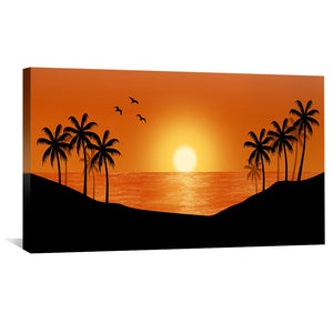 Hawaii Sunset Canvas Art Clock Canvas
