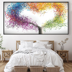 Heart Of Colored Leaves Easy Build Frame Posters, Prints, & Visual Artwork Easy Build Frame & Fabric Print / 40 x 20in Clock Canvas