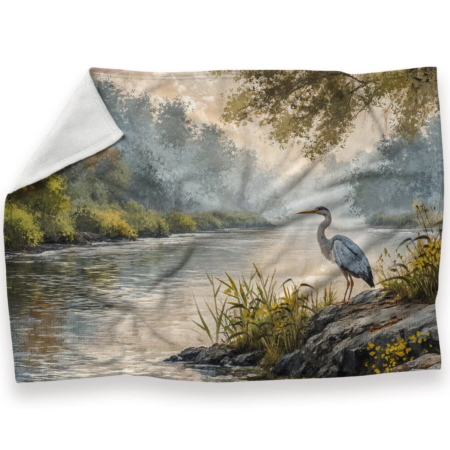 Heron’s River Blanket Blanket 30 x 40in Clock Canvas