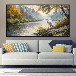 Heron’s River Canvas Art 20 x 10in / Canvas Clock Canvas
