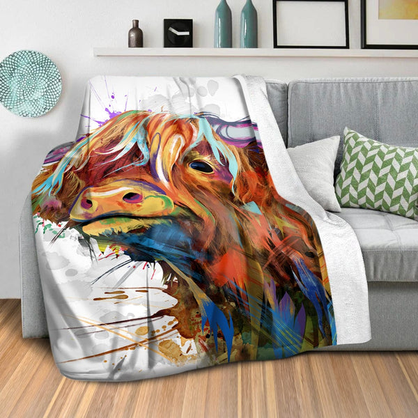 Highland Cow of Colors Blanket Blanket Clock Canvas