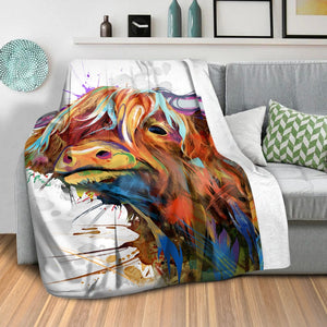 Highland Cow of Colors Dream Home Bundle Bundle 2 Cushions & 1 Blanket Clock Canvas