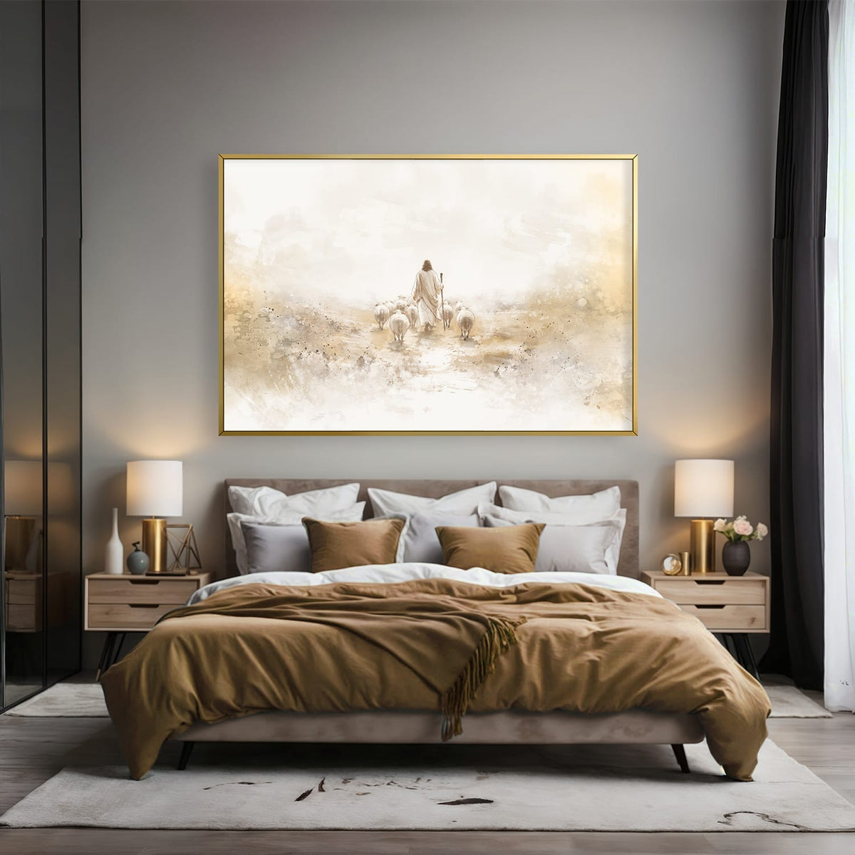 His Flock, His Promise Canvas Art Clock Canvas