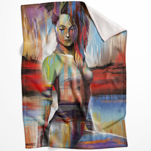 Horizon Woman A Blanket Blanket 75 x 100cm Clock Canvas