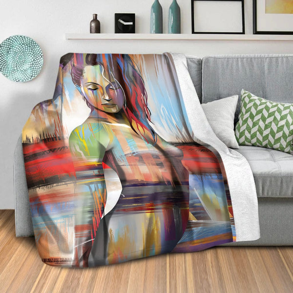 Horizon Woman A Blanket Blanket Clock Canvas