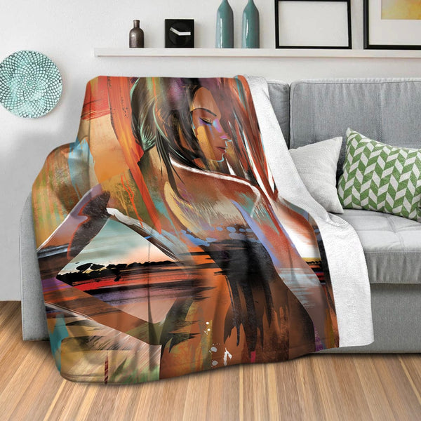 Horizon Woman B Blanket Blanket Clock Canvas