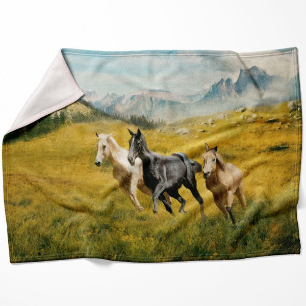 Horse Field Blanket Blanket 75 x 100cm Clock Canvas