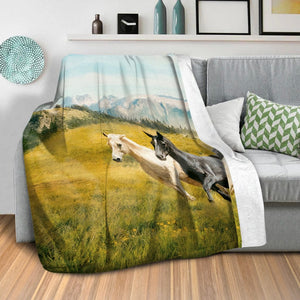 Horse Field Blanket Blanket Clock Canvas