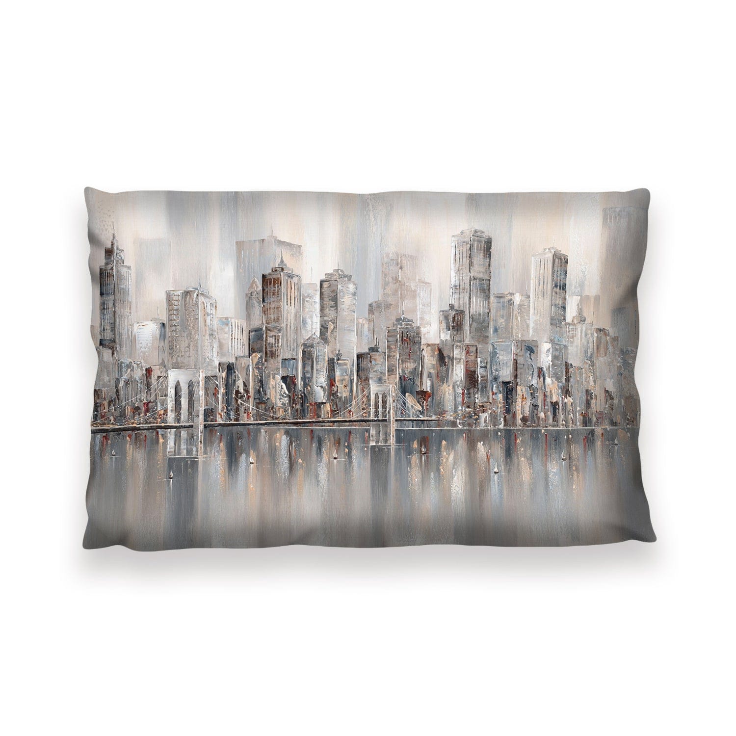 Illusions, New York Skyline Cushion Cushion 13 x 19in Clock Canvas