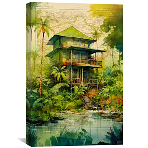 Jungle House Canvas Art Clock Canvas
