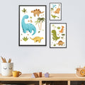 Jurassic Joy Canvas Art Set of 3 / 12 x 18in / Canvas Clock Canvas