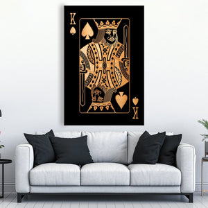 King Of Spades Gold Easy Build Frame Art Clock Canvas