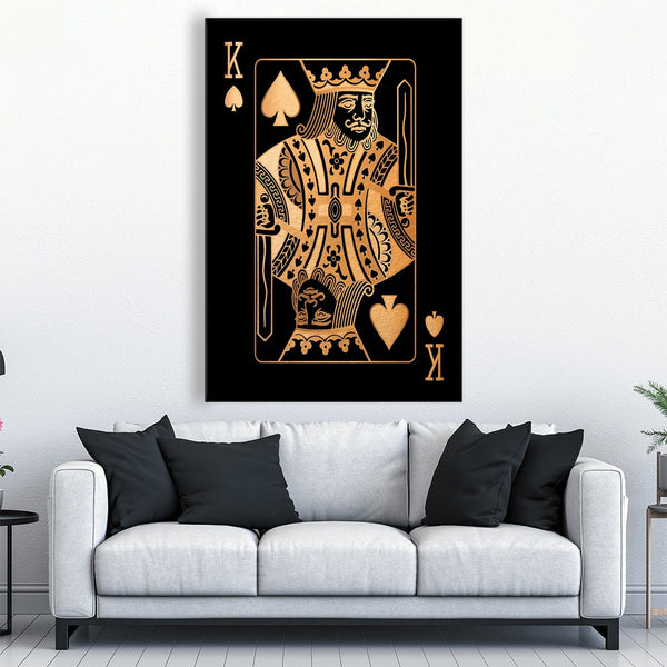 King Of Spades Gold Easy Build Frame Art Clock Canvas
