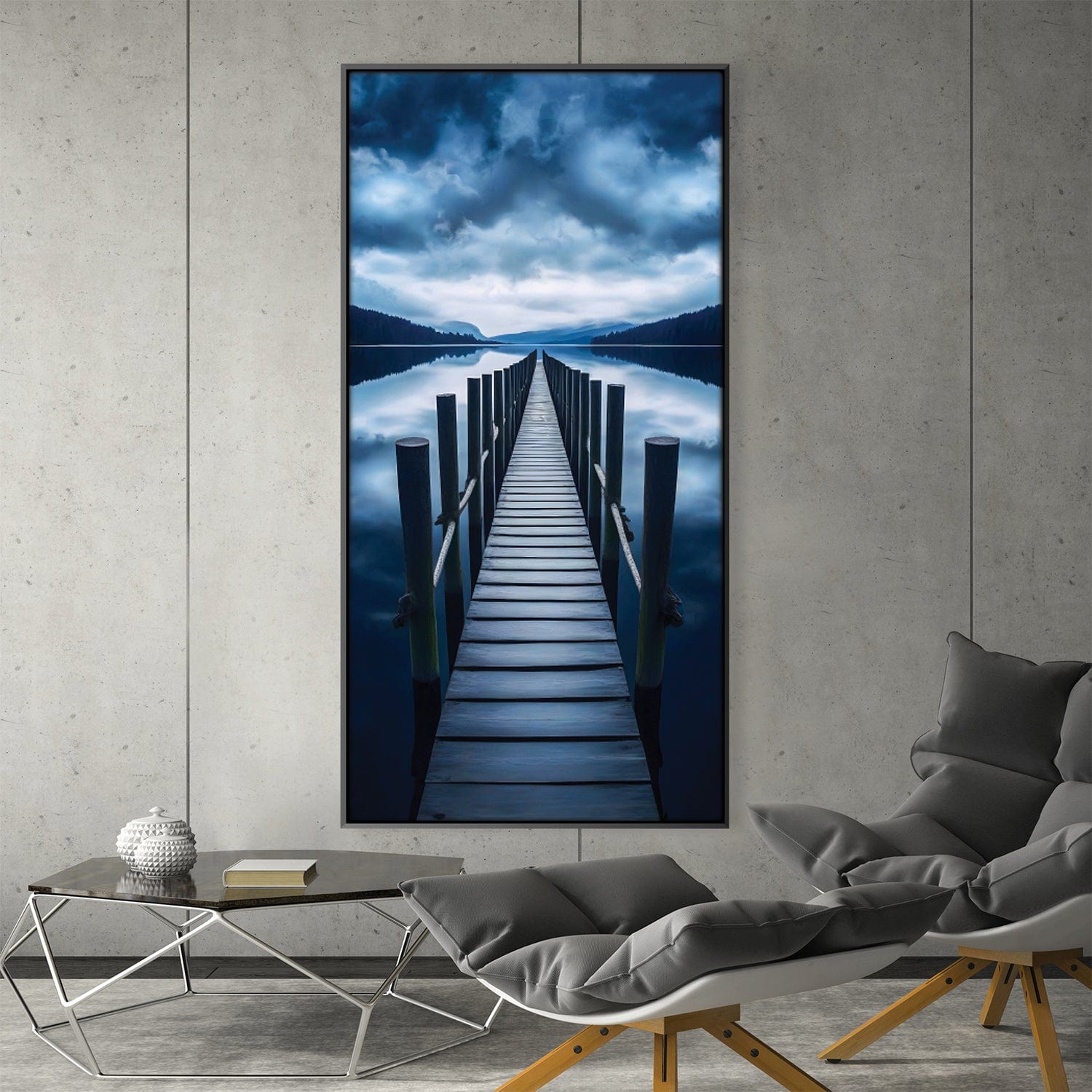 Lakeside Dock Canvas Art Clock Canvas