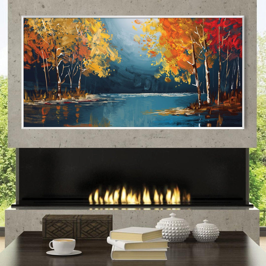 Lakeside in Fall Canvas Art Clock Canvas