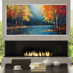 Lakeside in Fall Canvas Art Clock Canvas