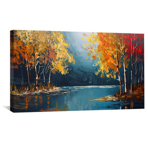 Lakeside in Fall Canvas Art Clock Canvas