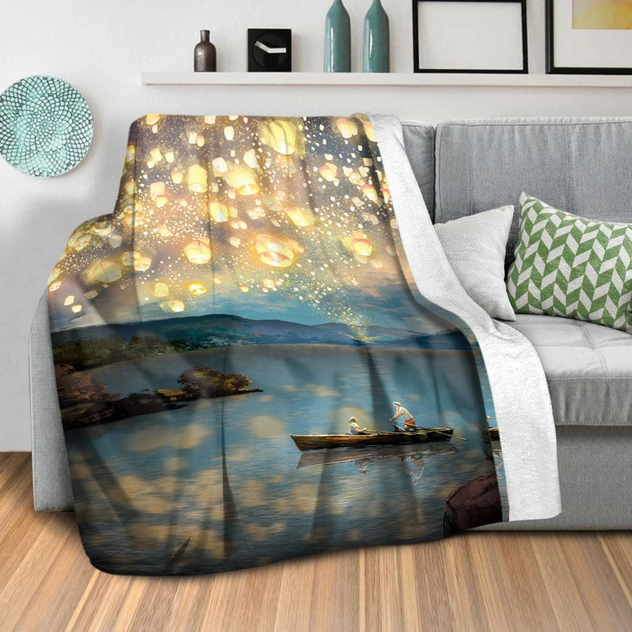 Lantern Lake Blanket Blanket Clock Canvas