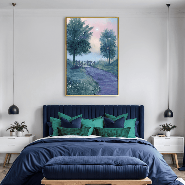 Lavender Mist Path Canvas Art Clock Canvas