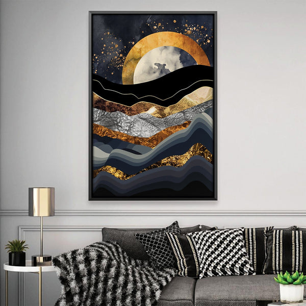 Layered Moonset Canvas Art Clock Canvas