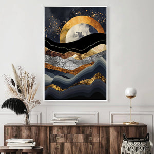 Layered Moonset Canvas Art Clock Canvas