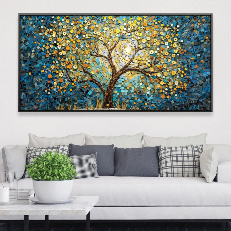 Layered Shapes Tree Canvas Art Clock Canvas