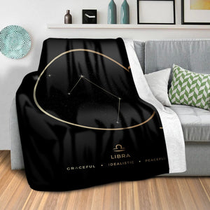 Libra Traits Gold Blanket Blanket Clock Canvas
