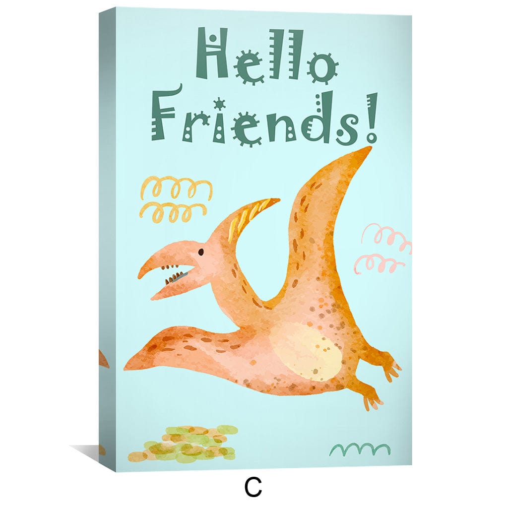 Little Dino Friends Canvas Art C / 12 x 18in / Canvas Clock Canvas