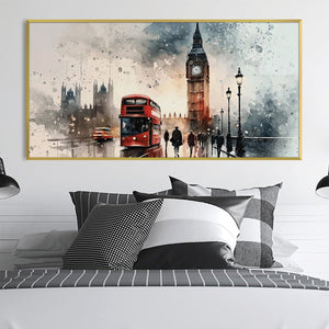 London Watercolor Canvas Art Clock Canvas