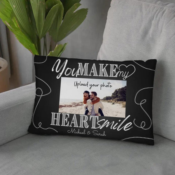 Make My Heart Smile Cushion Customizer Landscape Cushion / Polyester Linen / 48 x 33cm Clock Canvas