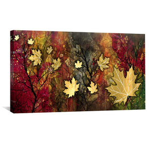 Maple Leaf Forest Canvas Art Clock Canvas