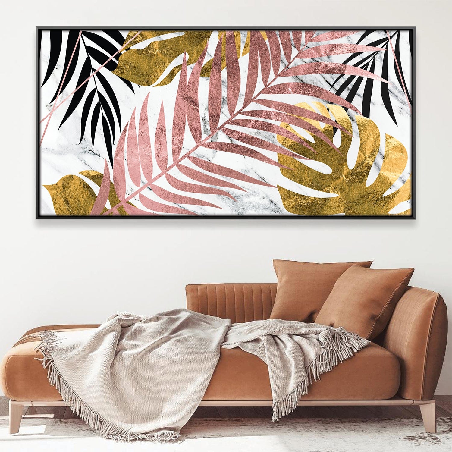 Marble Foilage Canvas Art Clock Canvas