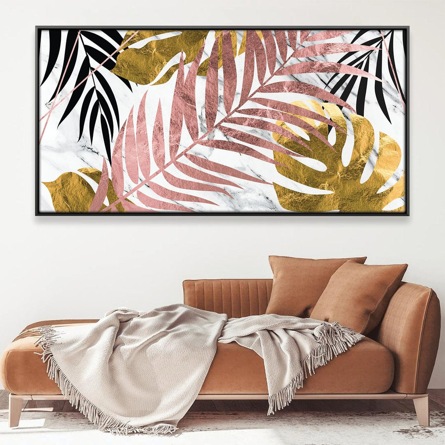 Marble Foilage Canvas Art Clock Canvas