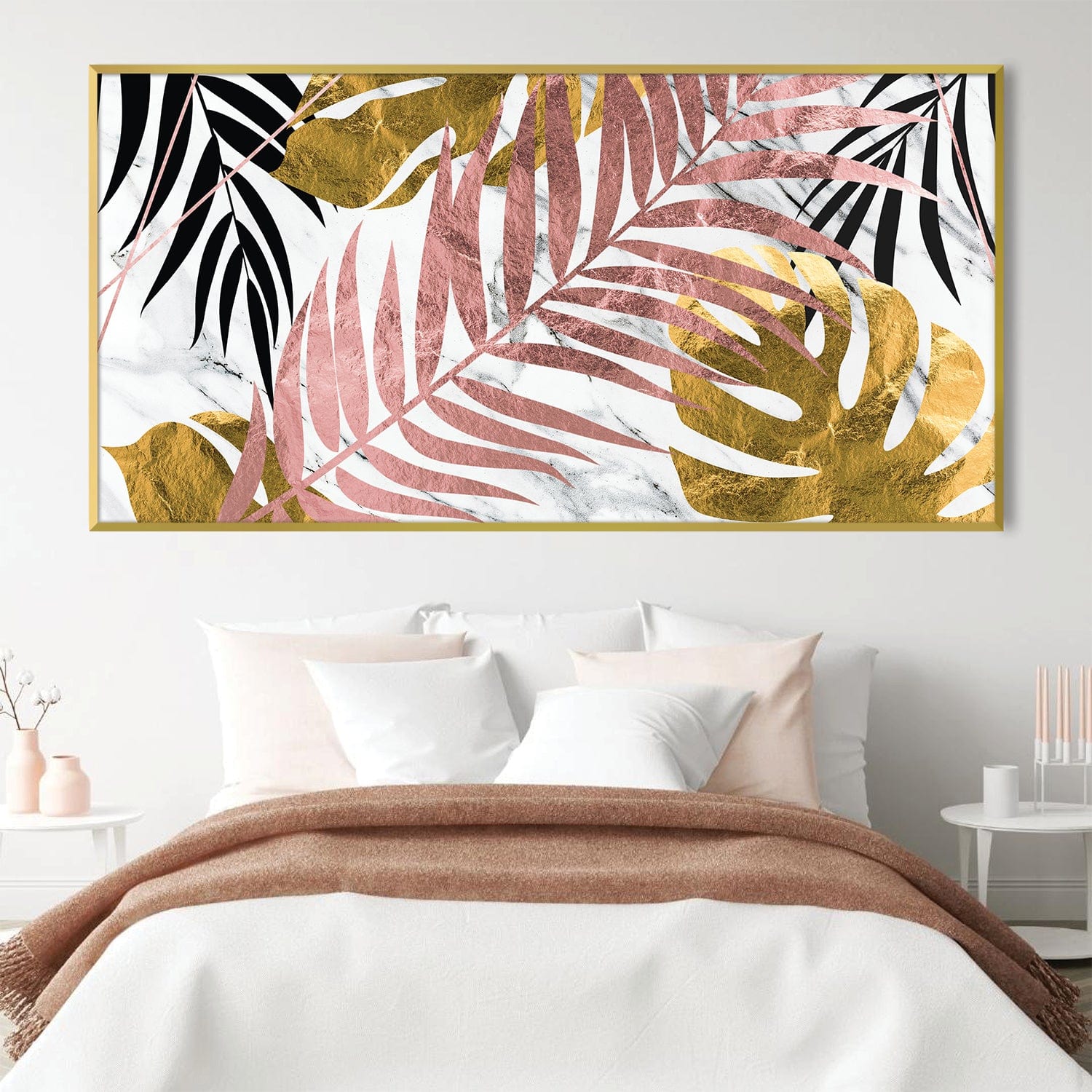 Marble Foilage Canvas Art Clock Canvas
