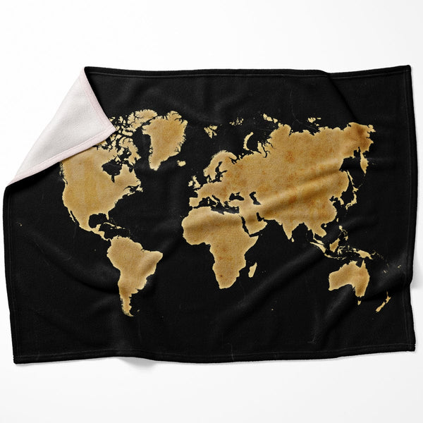 Marble World Map Blanket Blanket 75 x 100cm Clock Canvas