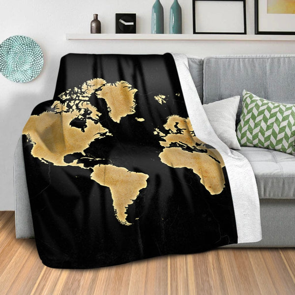 Marble World Map Blanket Blanket Clock Canvas