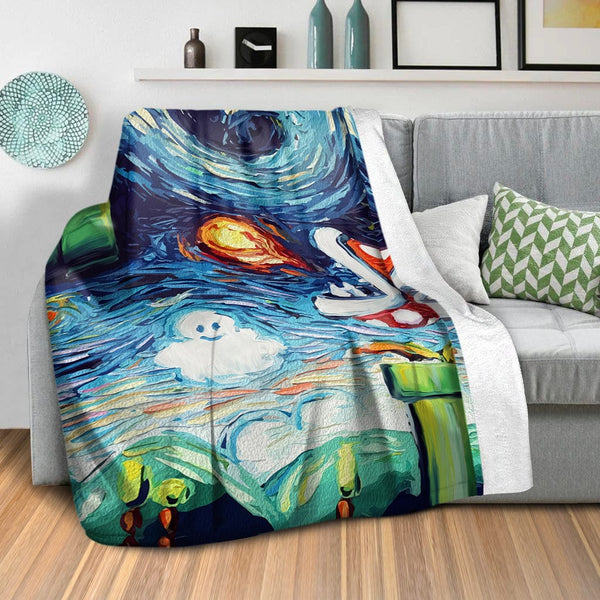 Mario Van Gogh Blanket Blanket Clock Canvas